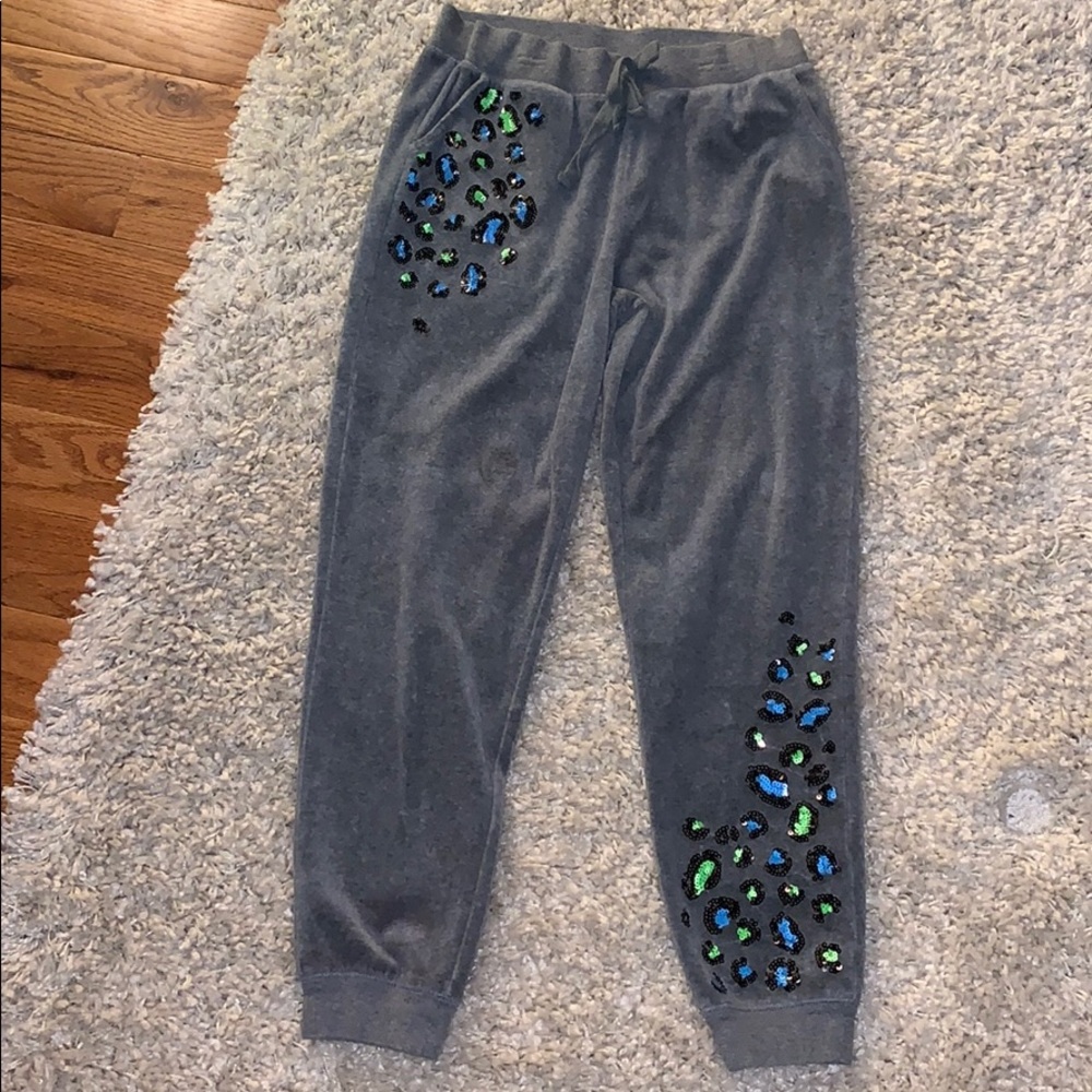 Justice Jogger set gray cheetah print